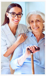 caregiver comforting her patient