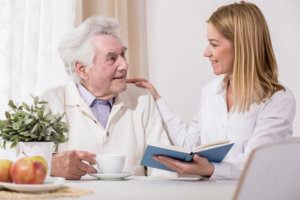 caregiver reminding the patient